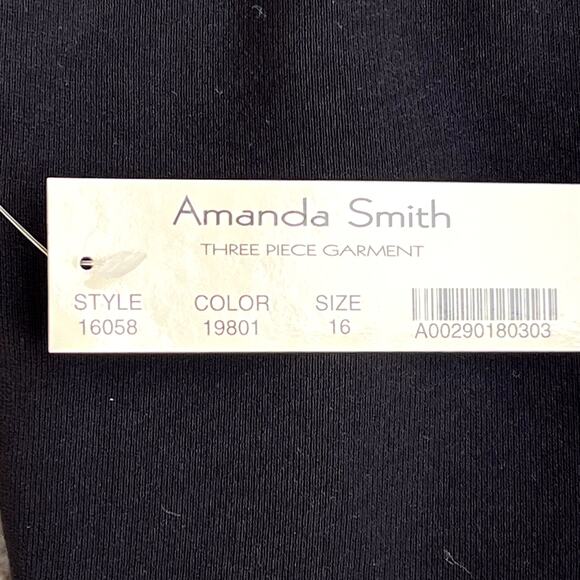 3 Piece Amanda Smith Suits Pencil Skirt Blazer Top Black Suit Plus Womens 16 - Picture 14 of 15